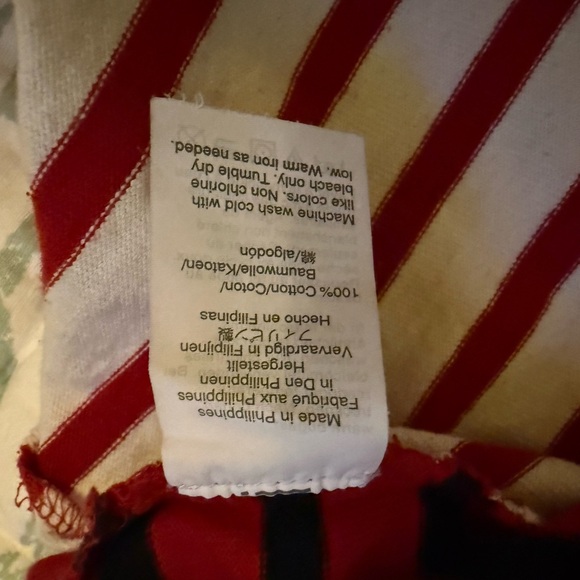 Striped Red, Navy, and White 3/4 Sleeve Heavyweight Knit Shirt - Picture 4 of 5